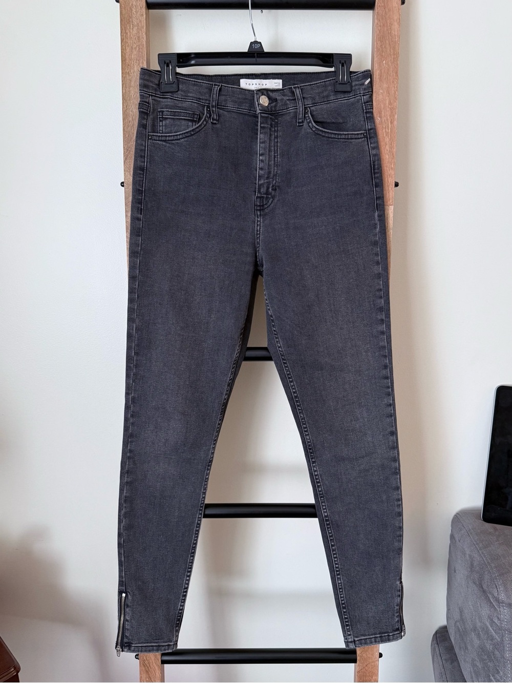 Topshop Jamie Gray High Rise Skinny Jeans Ankle Zip Stretch Denim